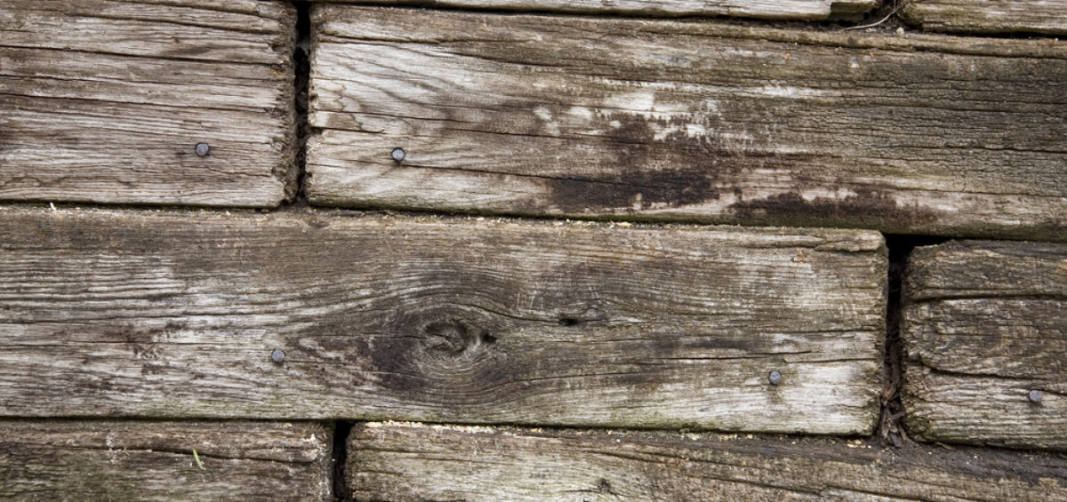Close up of timber retaining wall